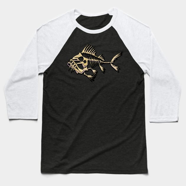 Skull Fish Baseball T-Shirt by Zodiart